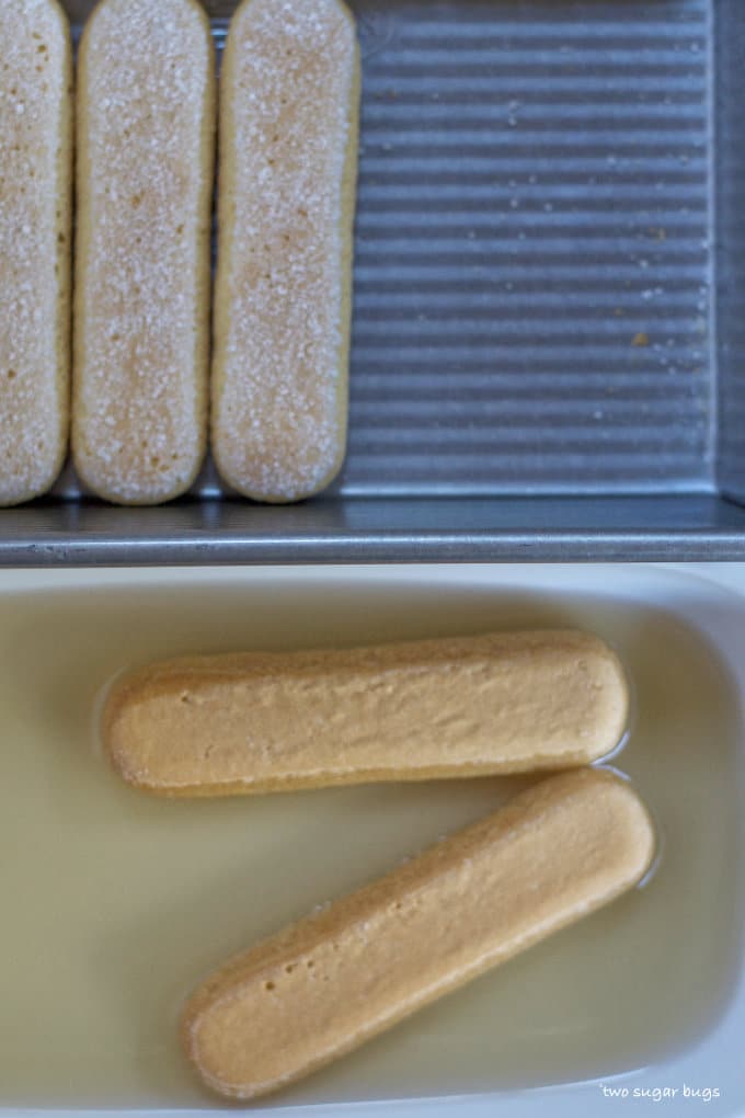 ladyfingers in rum mixture