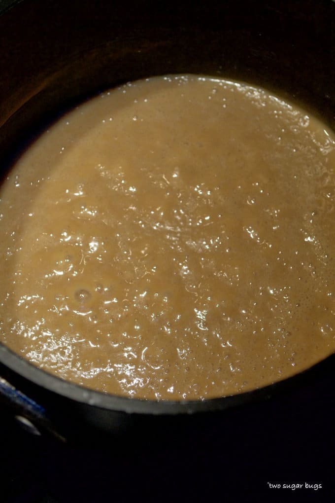 brigadeiro ingredients boiling in a sauce pan