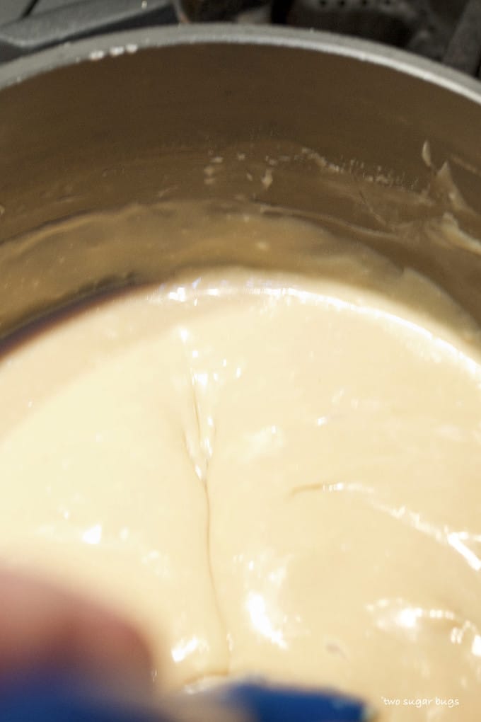 brigadeiro mixture in initial cooking stage