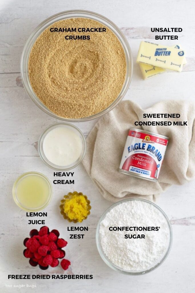 ingredients for lemon raspberry bars