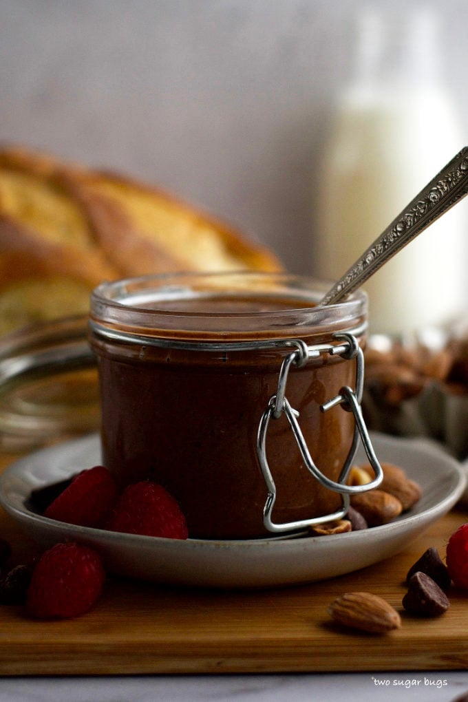 jar of chocolate spread with a spoon