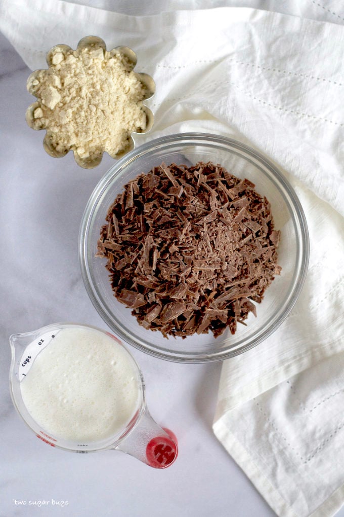 ingredients for malted chocolate ganache