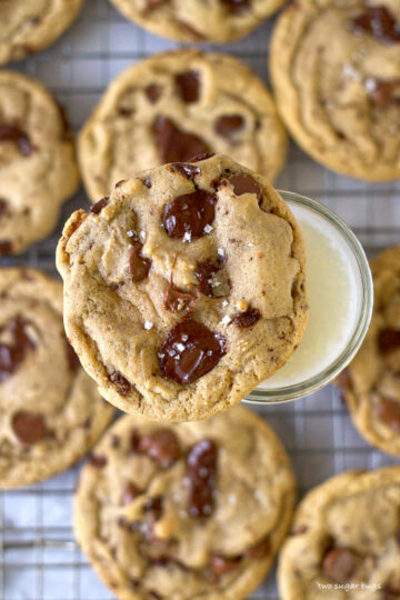 No Chill Malted Chocolate Chip Cookies with Melted Butter
