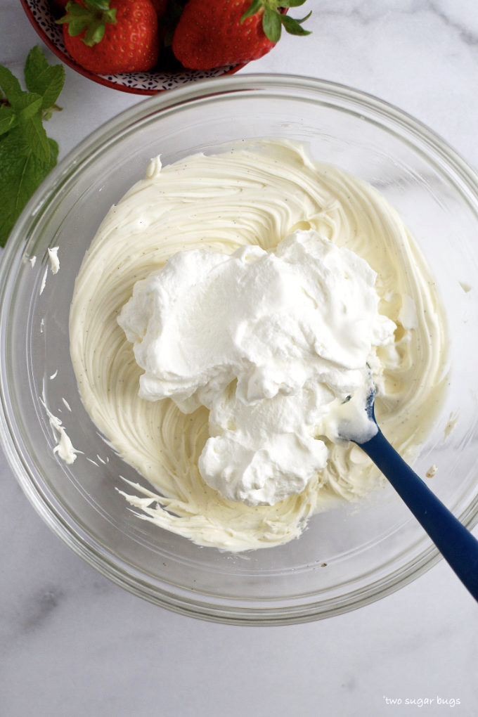 whipped cream on top of whipped mascarpone cheese