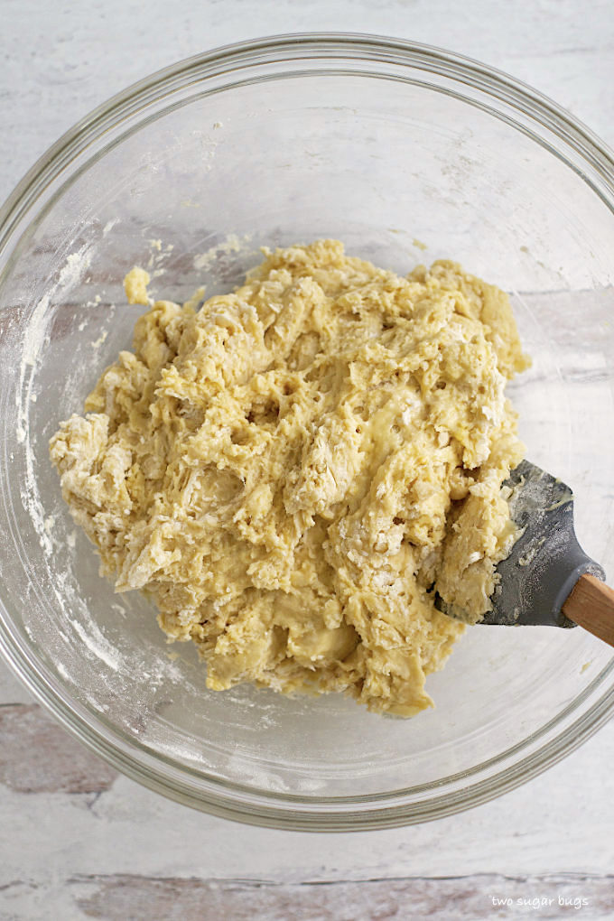 bread dough after mixing the ingredients together