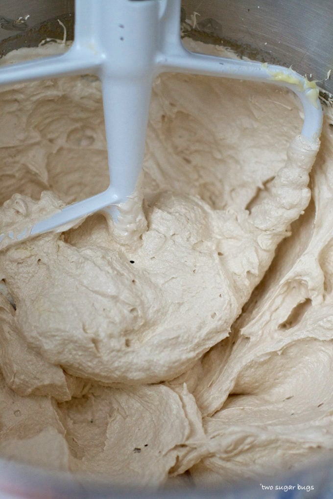 the meringue after two thirds of the butter has been added; it usually looks curdled