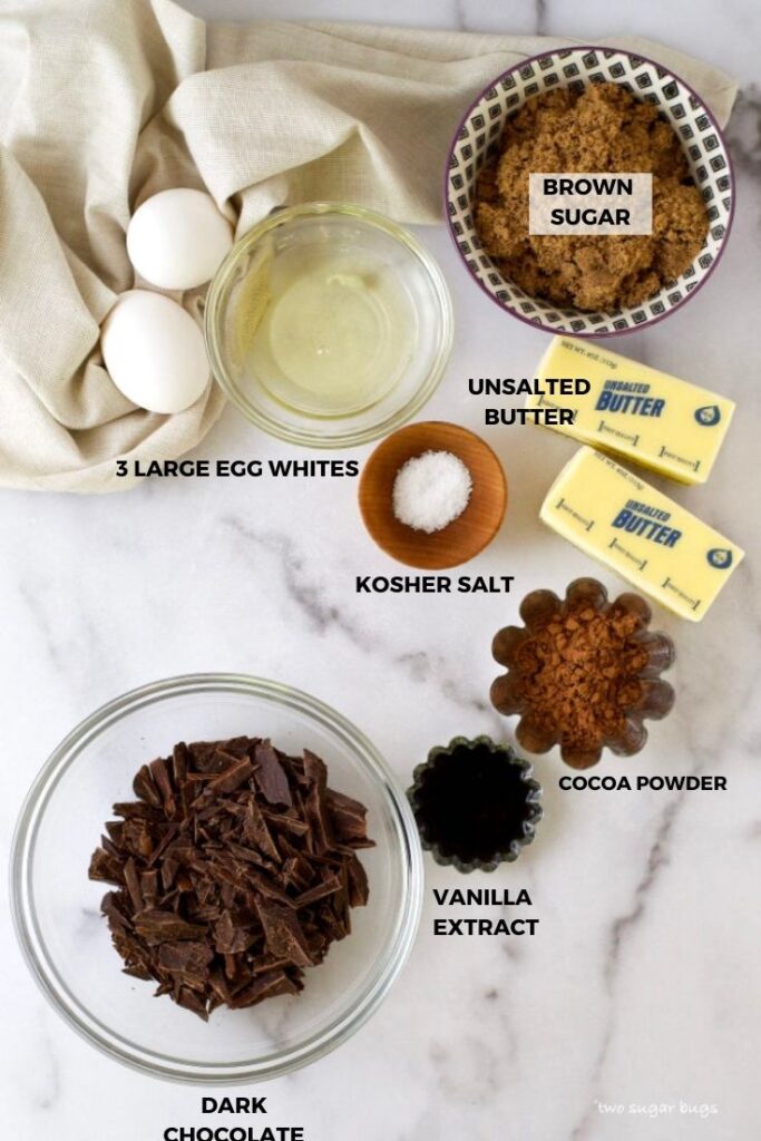 ingredients for small batch chocolate swiss meringue buttercream