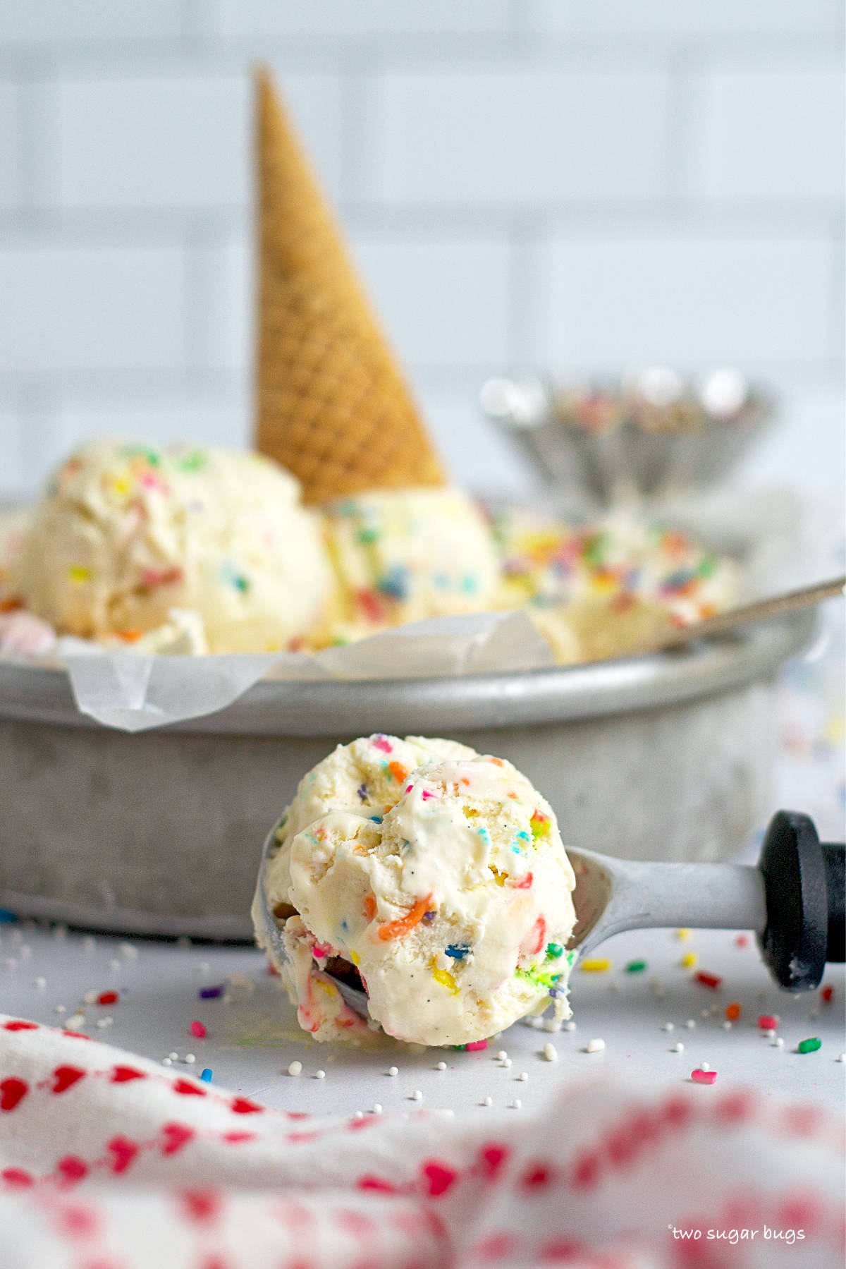 Funfetti Ice Cream Recipe (with no churn method) two sugar bugs