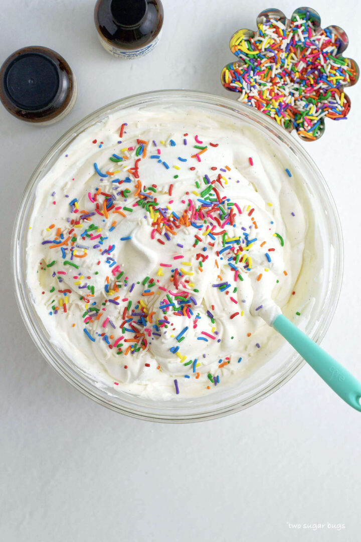 Funfetti Ice Cream Recipe (with no churn method) two sugar bugs