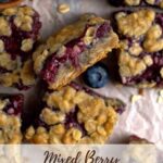 pinterest graphic for berry crumble bars with frozen berries