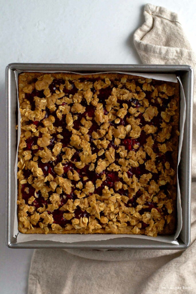 unbaked bars in the baking pan