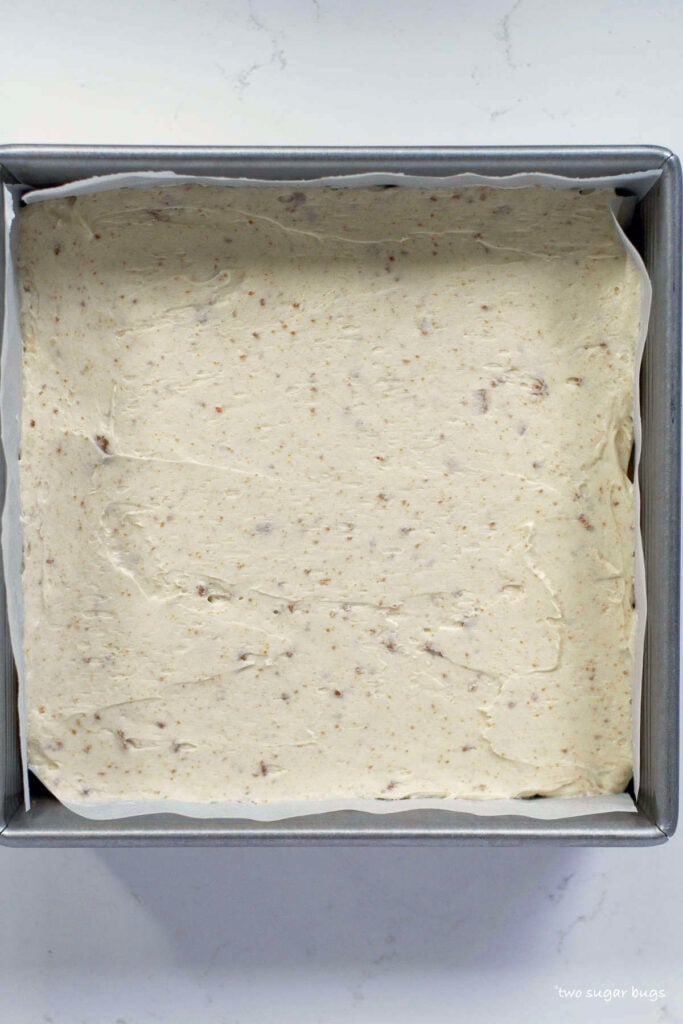 cream cheese biscoff buttercream over biscoff base layer