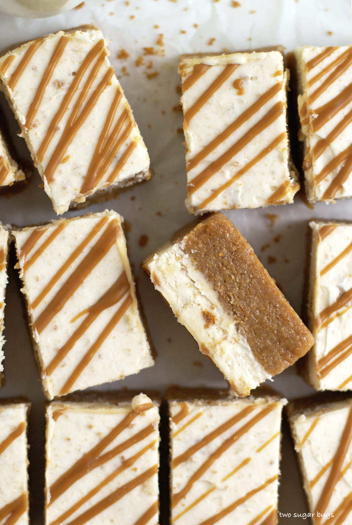 EASY Cookie Butter Bars (No Bake) two sugar bugs