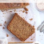 Pinterest graphic for snickerdoodle banana bread