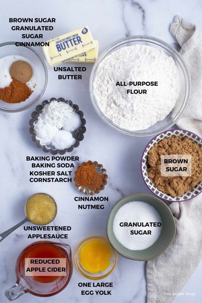 ingredients for apple cider sugar cookies