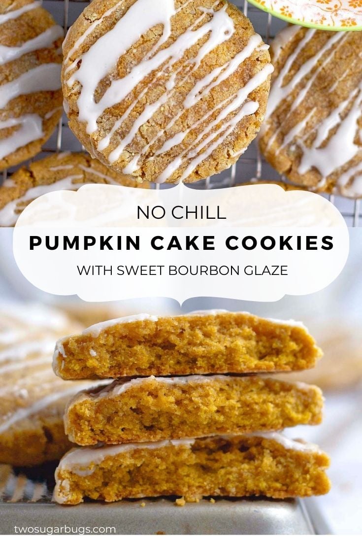 Pumpkin Cake Cookies {with Sweet Bourbon Glaze} ~ two sugar bugs