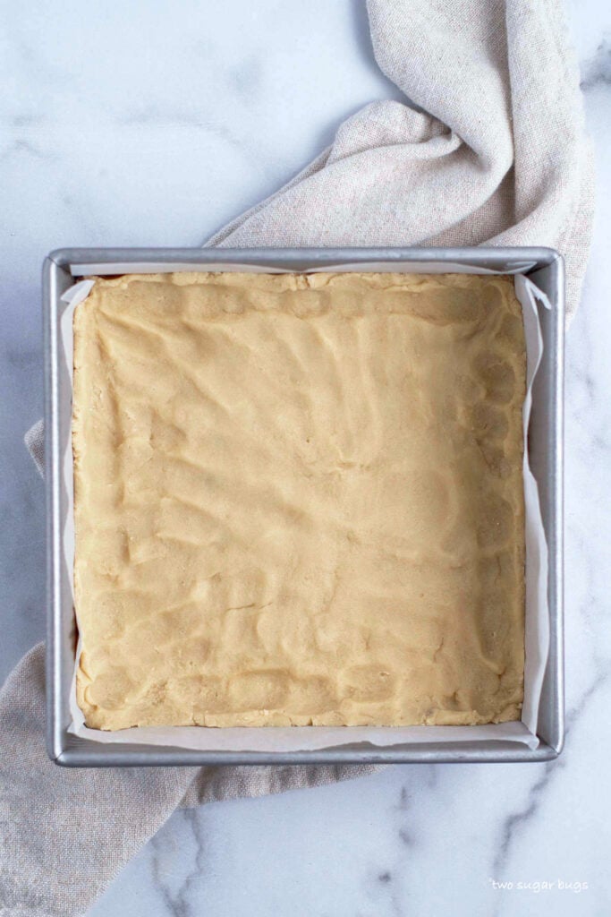 buttery shortbread crust prior to baking