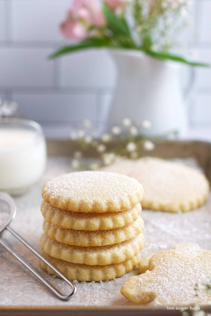 stack of soft almond sugar cookies