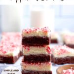 pinterest image for frosted peppermint brownies