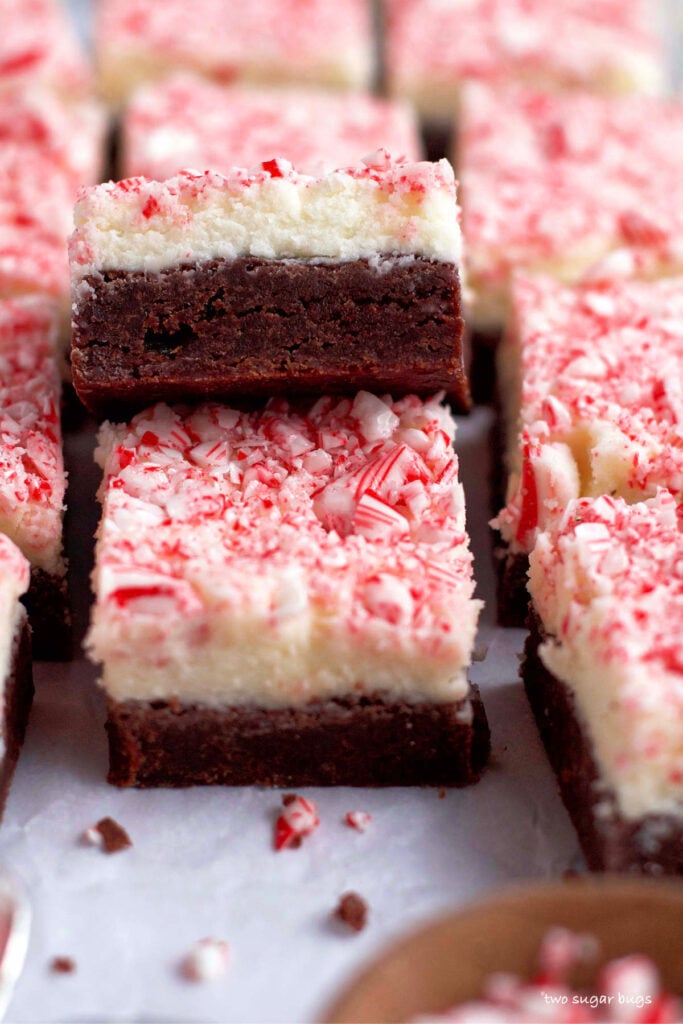 frosted peppermint brownies with candy canes