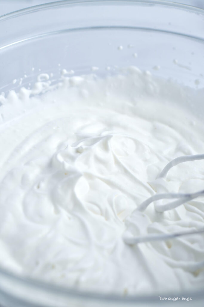 whipped cream at medium peaks
