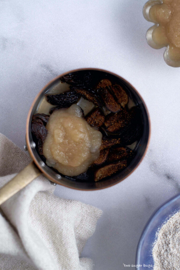 dried figs, applesauce and water in a small saucepan