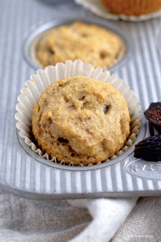 baked fig muffin in a muffin tin