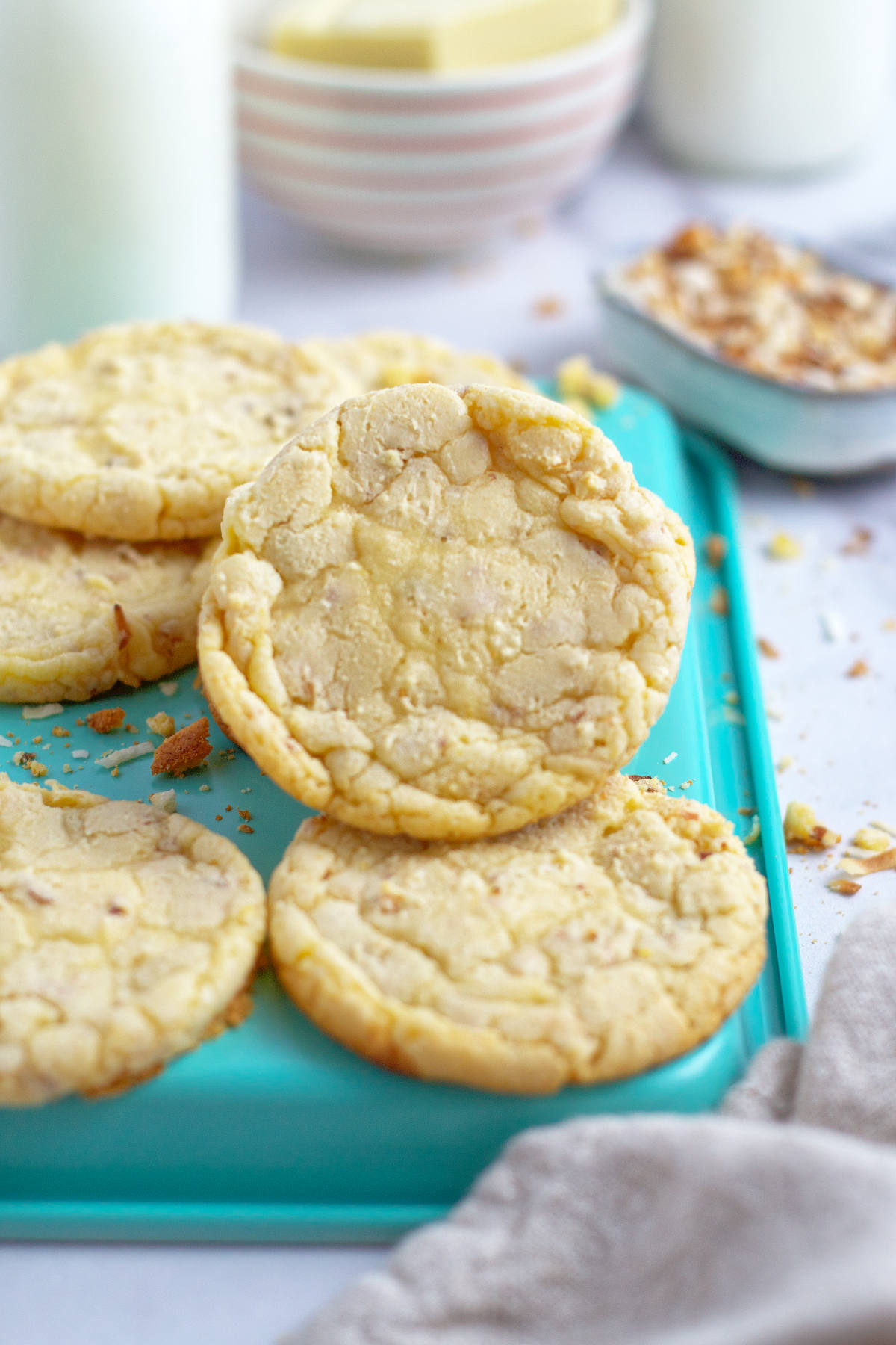 White Chocolate Coconut Cookies two sugar bugs