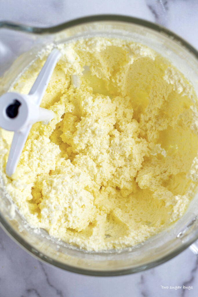 ricotta creamed with butter and sugar