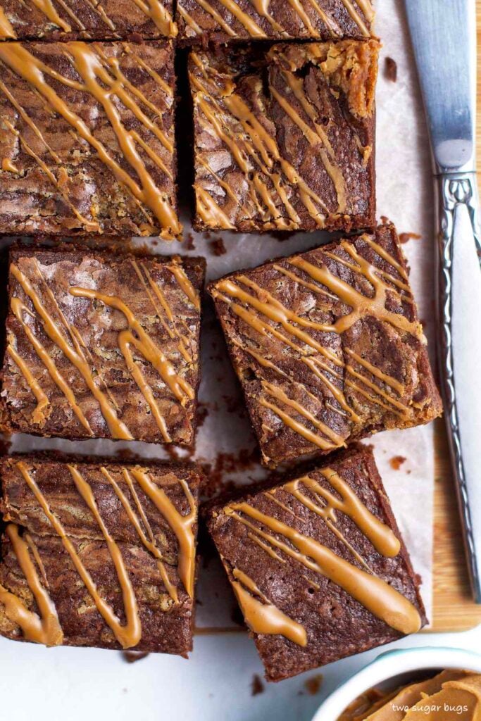 brownies drizzled with cookie butter