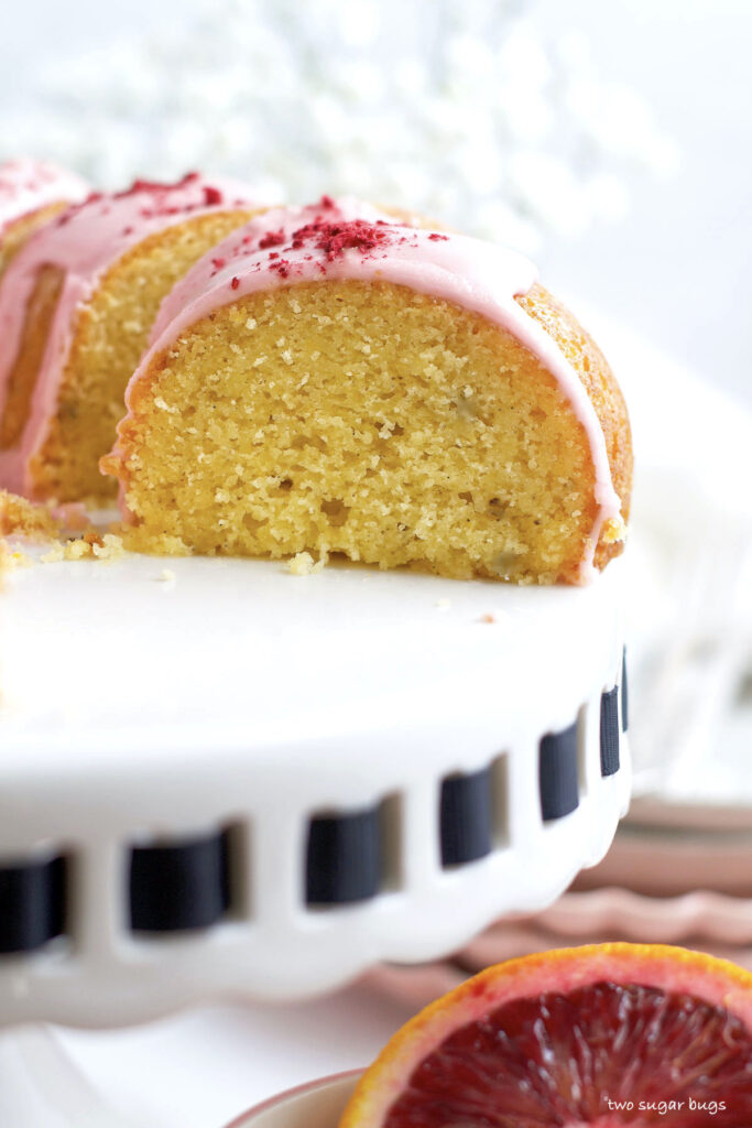 ricotta bundt cake showing crumb texture