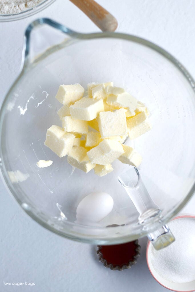 butter and salt in a mixing bowl