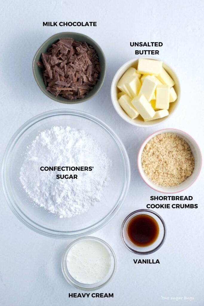 ingredients for buttercream and chocolate ganache
