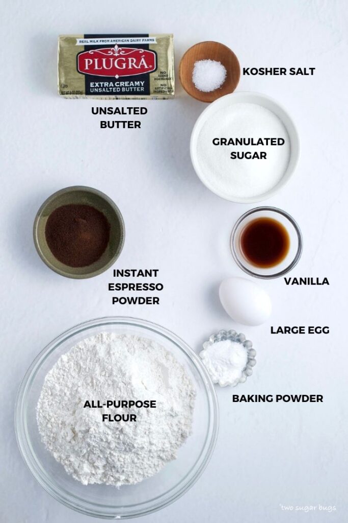 ingredients for coffee sugar cookies