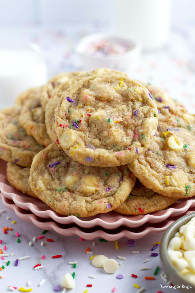 a plate full of birthday cake cookies