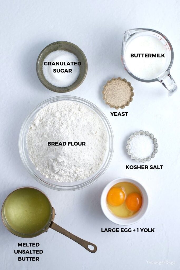 ingredients for the soft cinnamon roll dough
