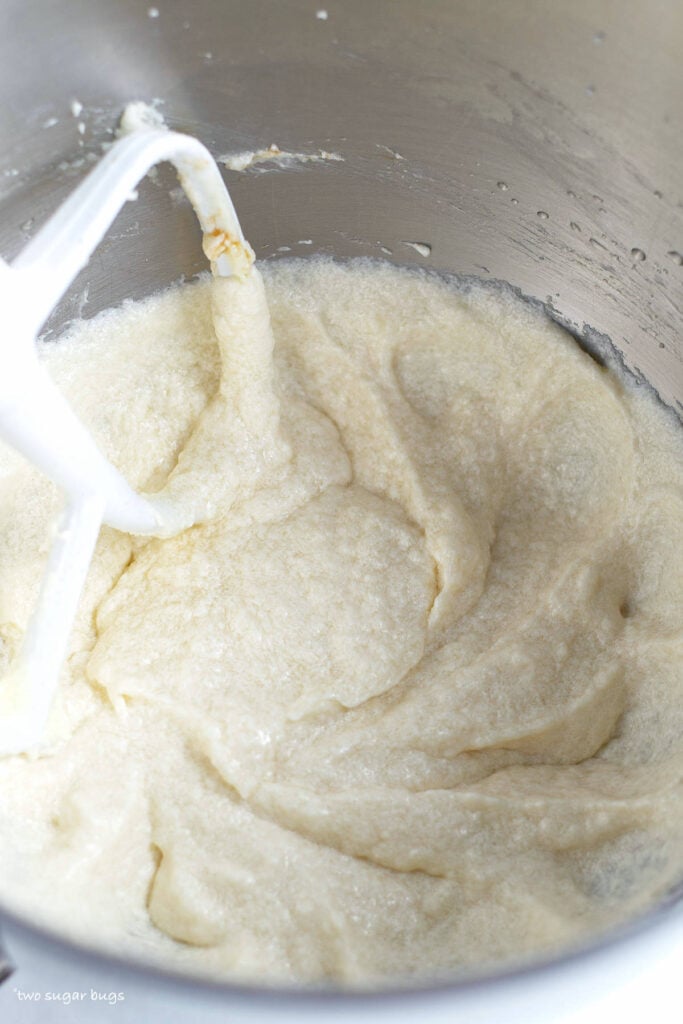 wet ingredients for white chocolate cupcakes in a mixing bowl