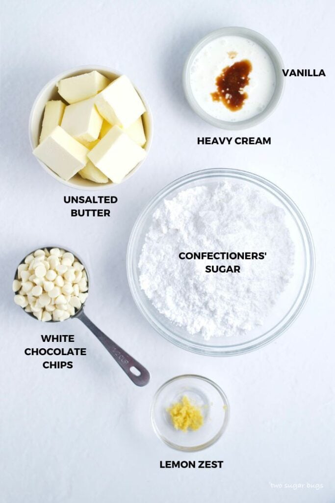 ingredients for lemon white chocolate frosting