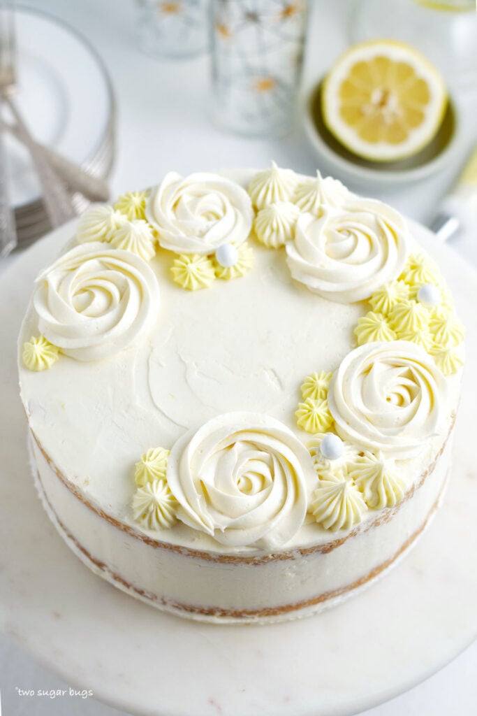 decorated lemon white chocolate cake