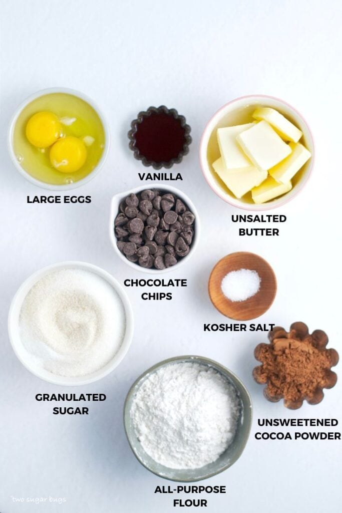 ingredients for the brownies in shortbread brownies