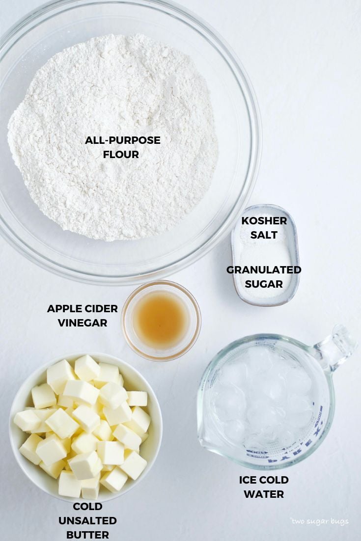 ingredients for all butter pie dough