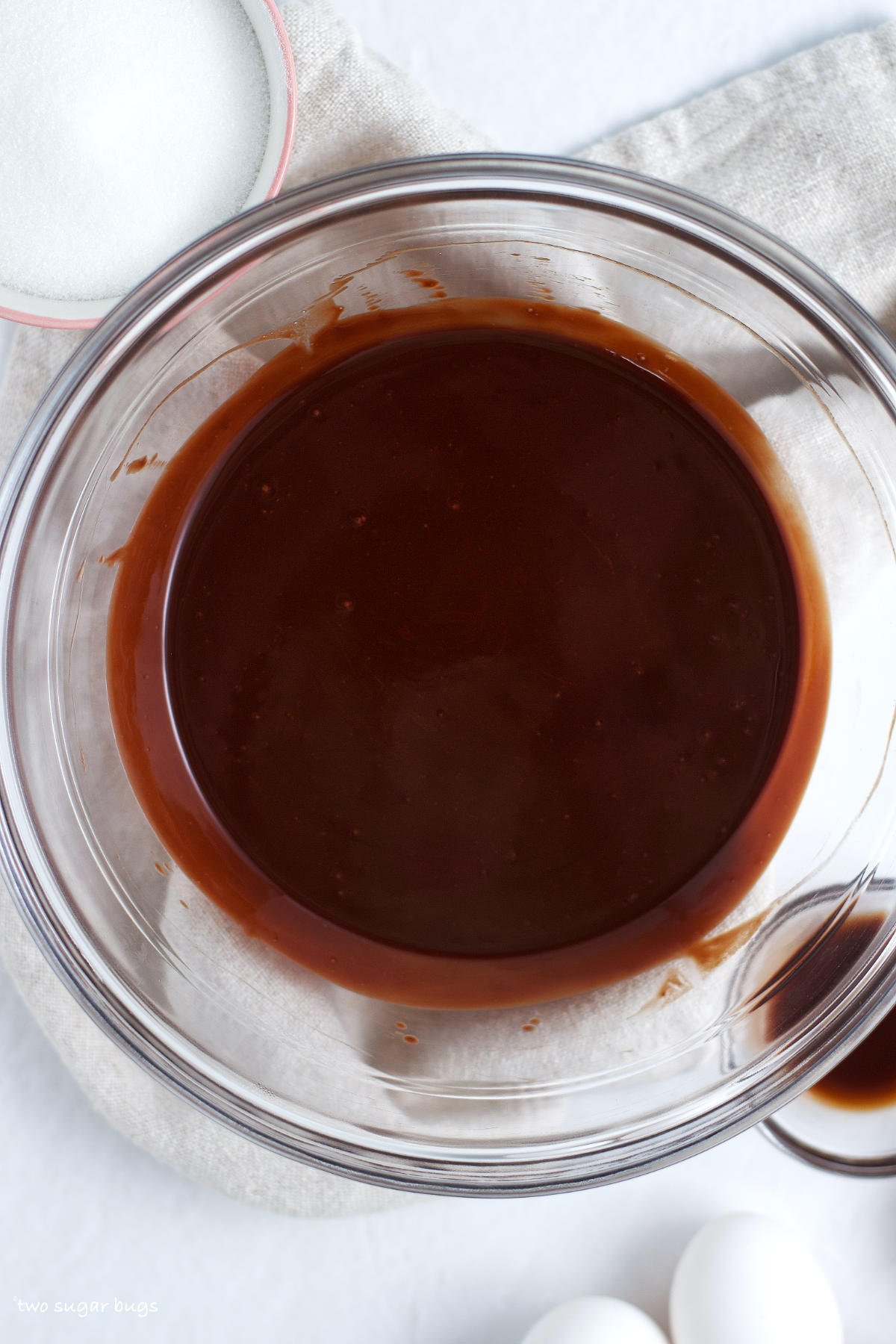 melted butter and chocolate in a bowl