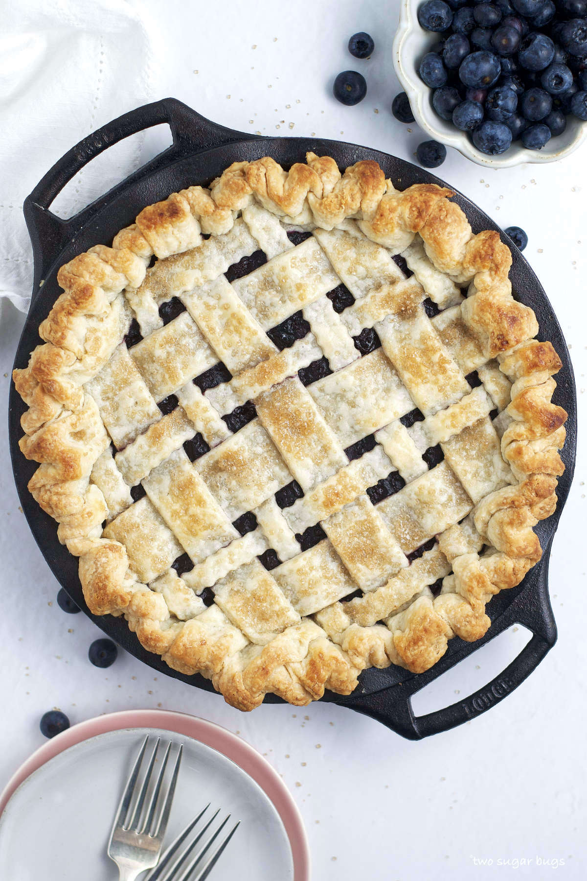 frozen blueberry pie with a lattice top