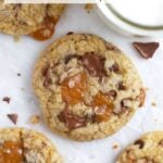 pinterest graphic for caramel chocolate chip cookies