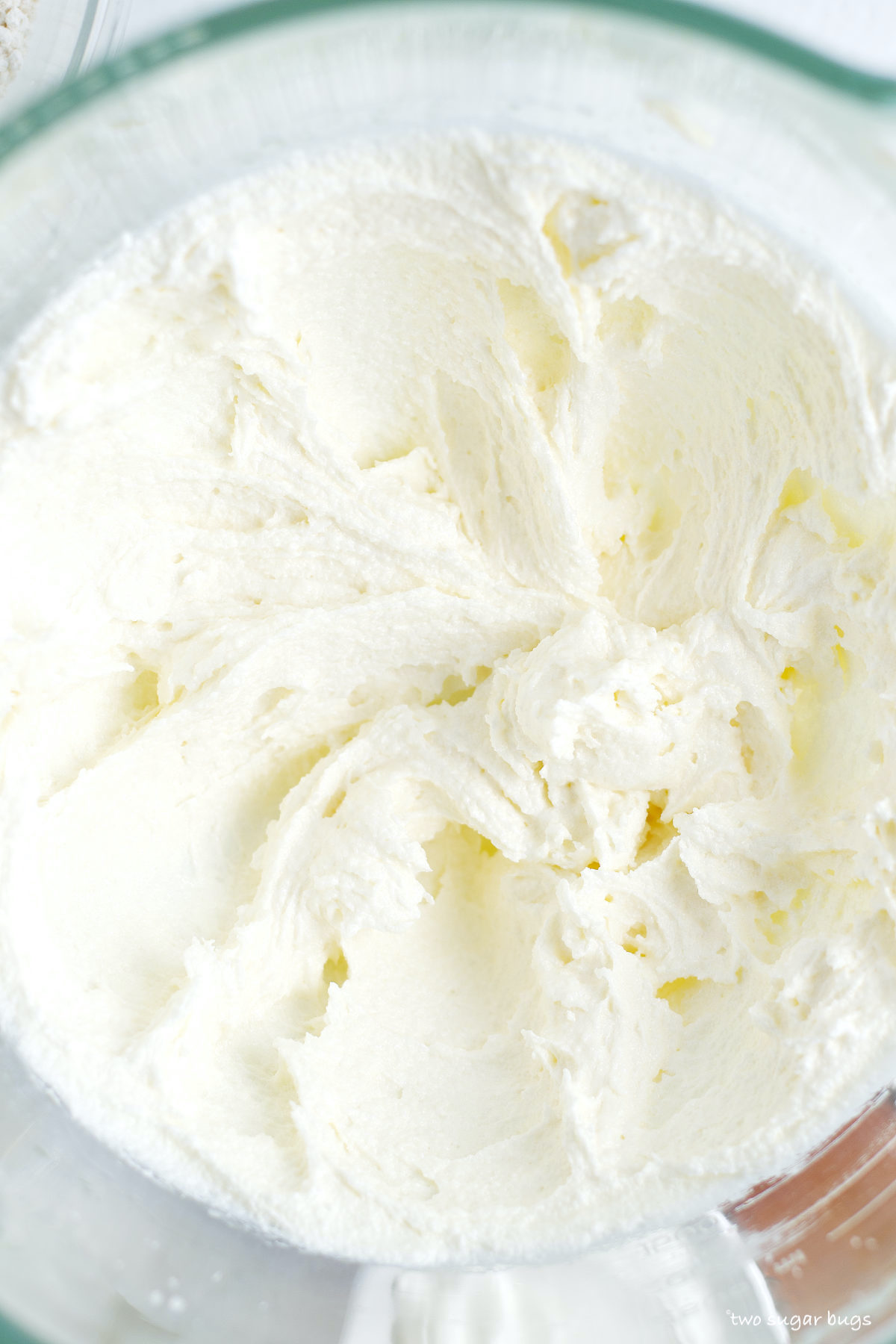 butter, sugar and oil creamed together in a mixing bowl