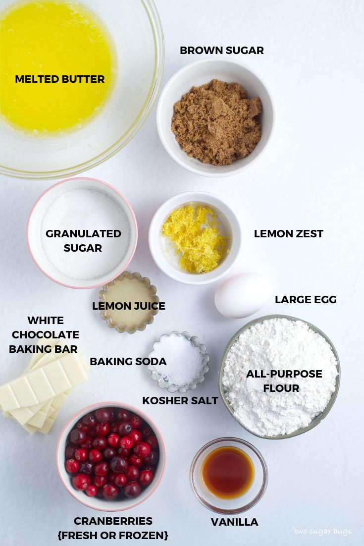 ingredients for lemon cranberry bars