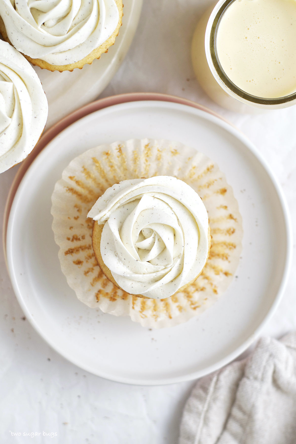 rum buttercream swirl on cupcake