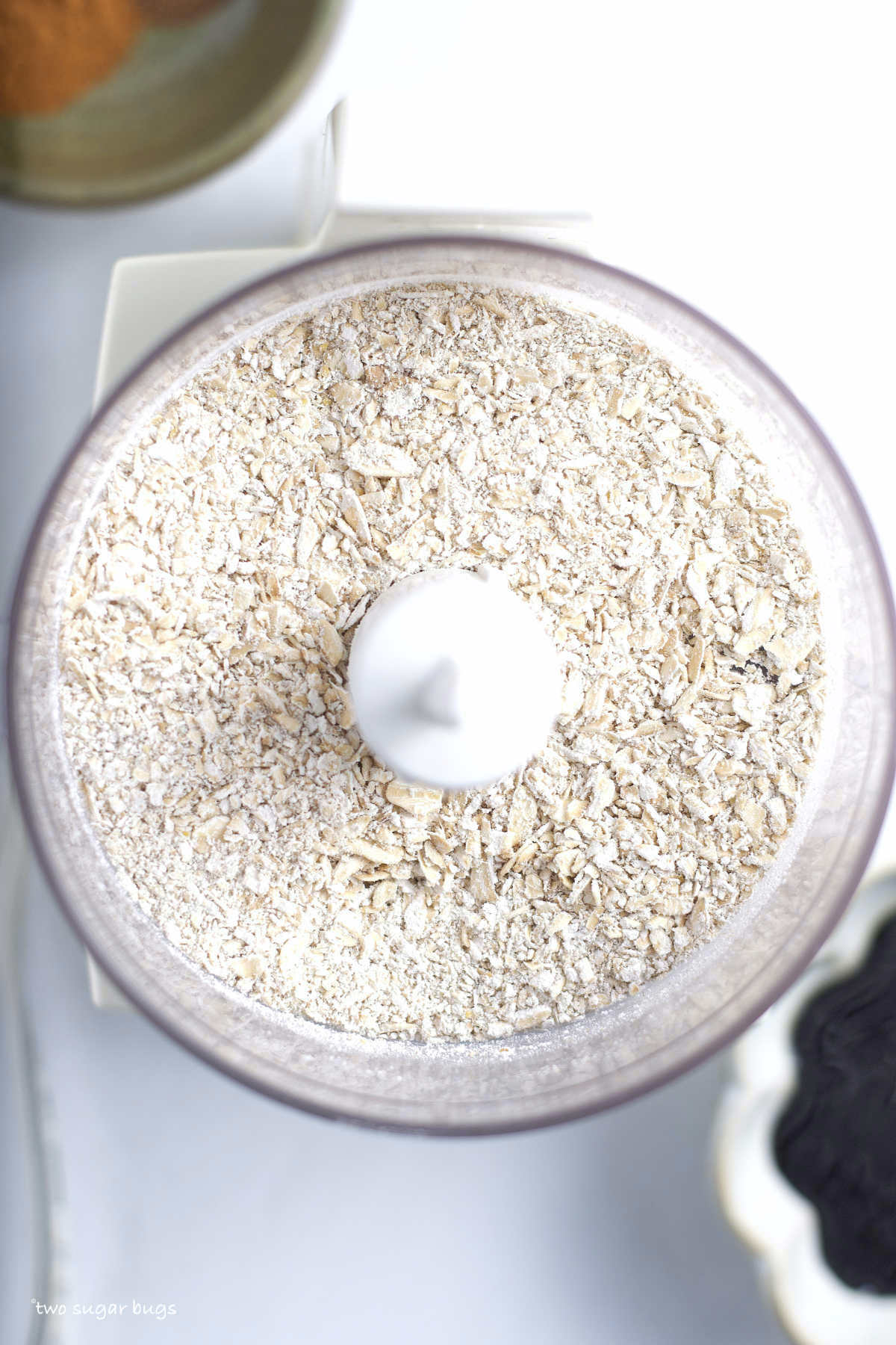 pulsed oats in a food processor