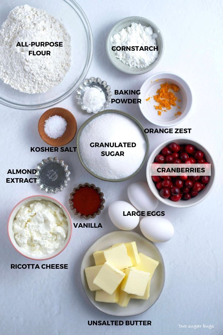 ingredients for orange cranberry cake