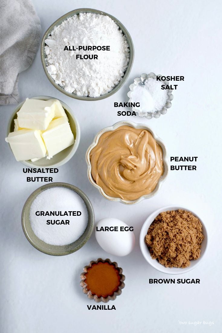 ingredients for peanut butter thumbprint cookies